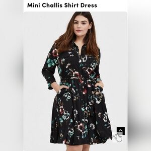 Torrid size 4 (26)mini challis shirt dress floral print